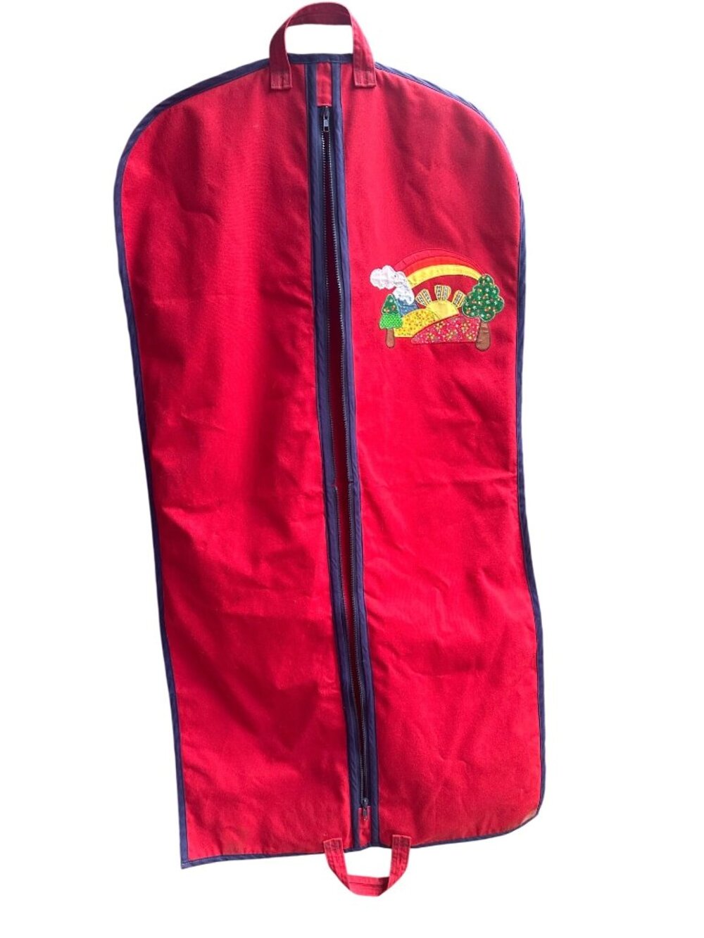 Raindrops And Lollipops Red Garment Bag Rainbow & Tree Zipper Closure & Handles
